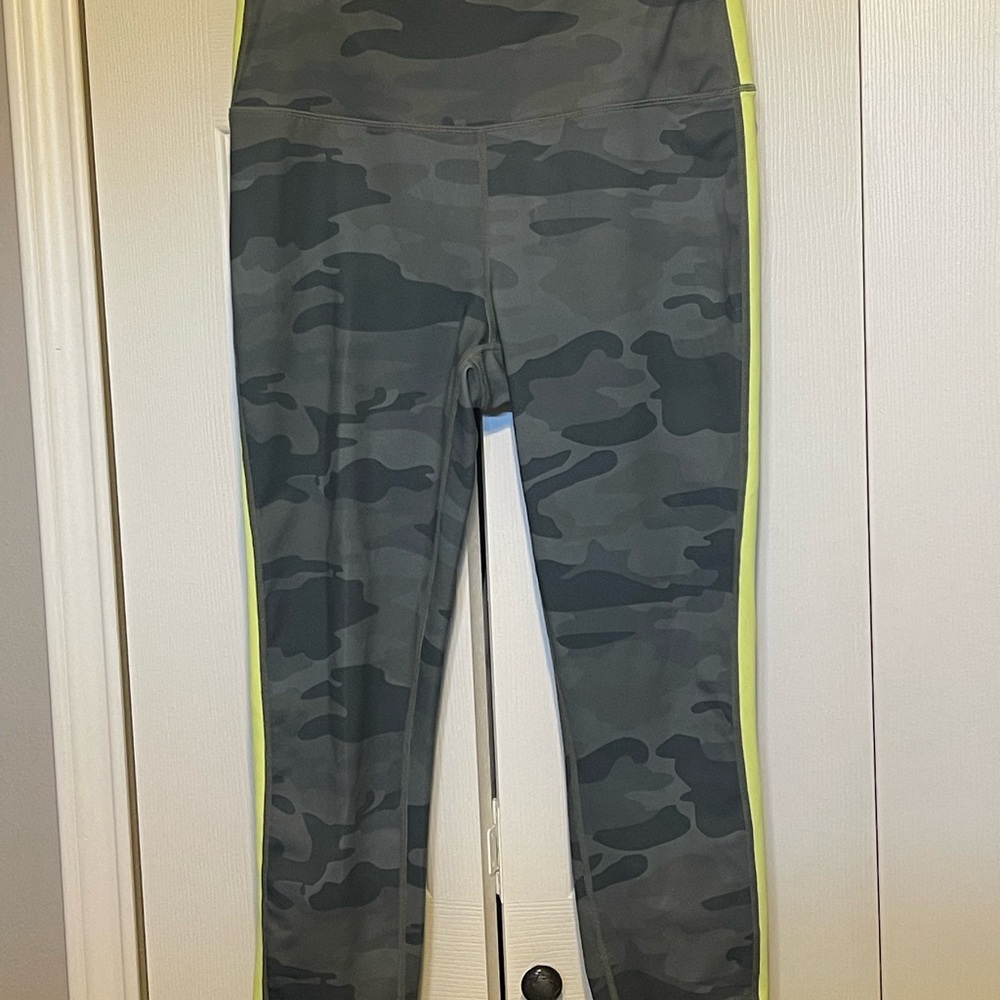 Reebok Gray Camo Leggings with Neon Accents
